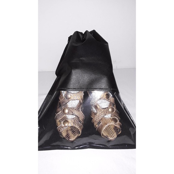 Loeffler Randall Sz 8.5B Tan, Cream & Grey Embossed Platform Sandals - Picture 14 of 14